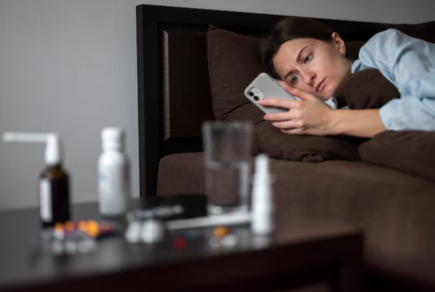 Person searching symptoms on phone, illustrating why we google symptoms during uncertainty